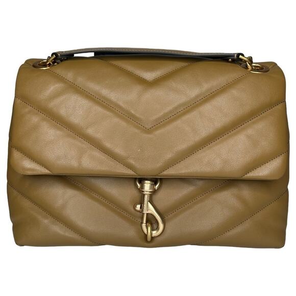 Rebecca Minkoff Military Leather Edie Maxi Chain Shoulder Bag - Picture 2 of 12